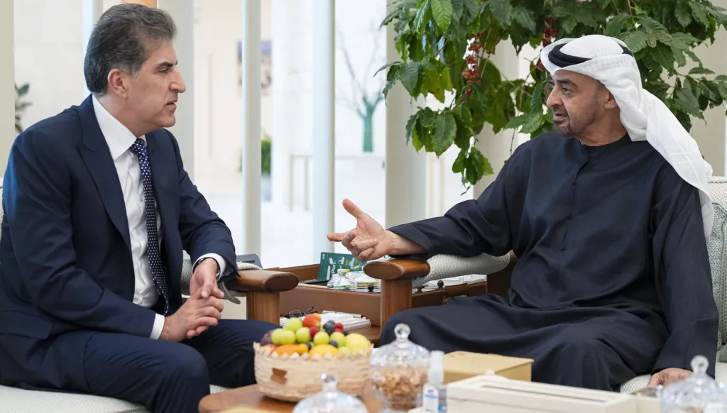 بالصور... رئيس دولة الإمارات يستقبل رئيس إقليم كردستان العراق