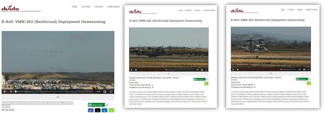 صور ملتقطة من الشاشة في 16 نيسان/أبريل 2026 من موقع dvids