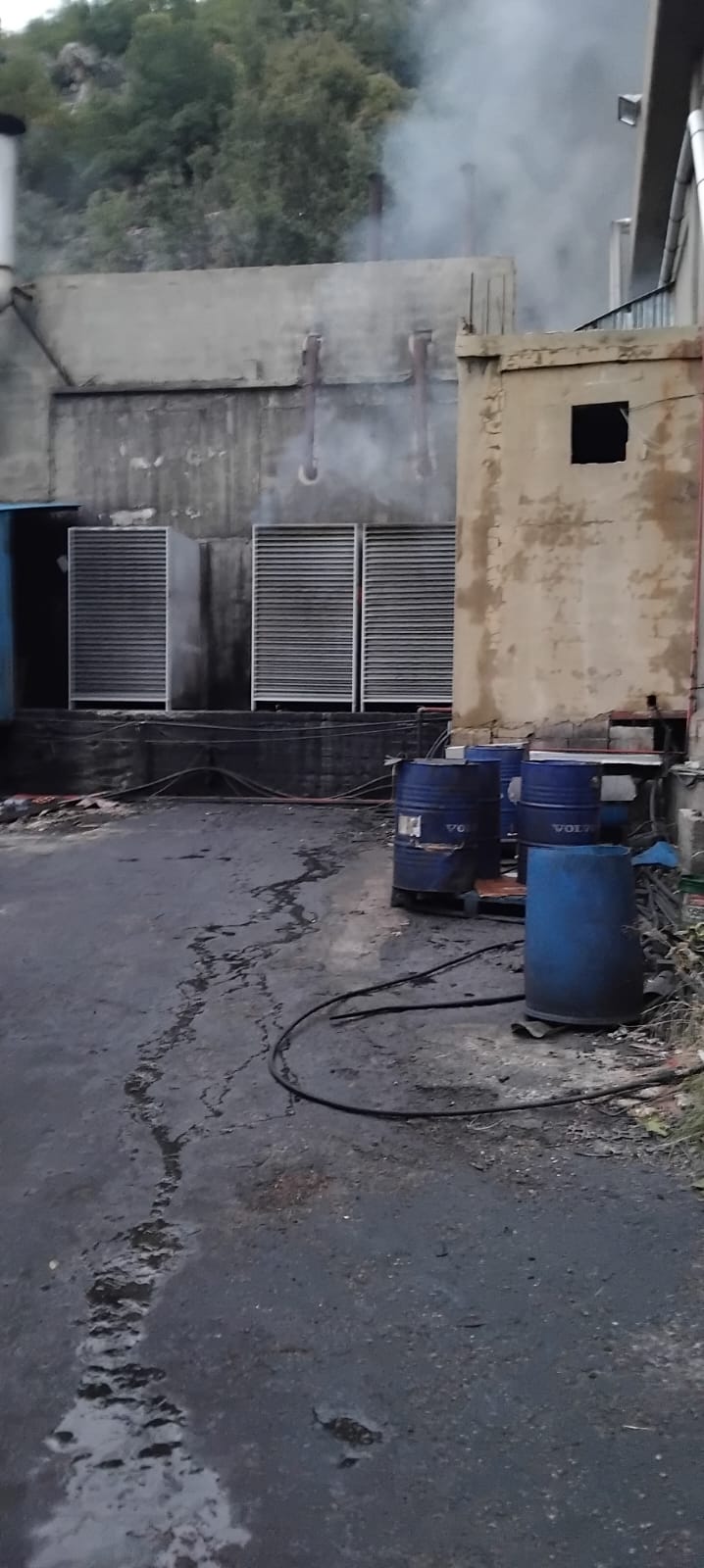 حريق في معمل مياه تنورين.