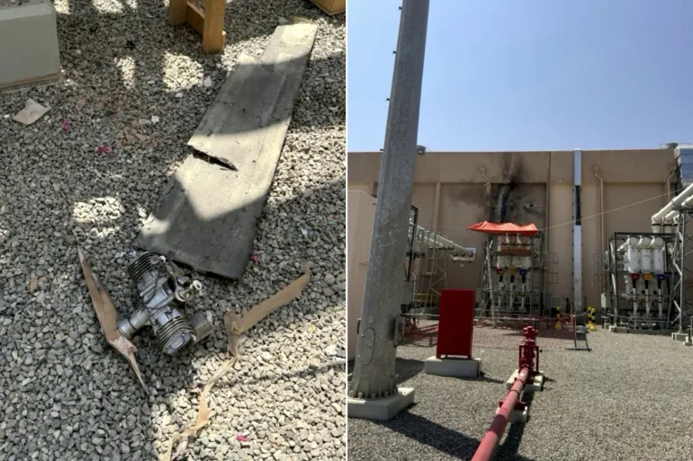 آثار استهداف محطة طيبة لتوزيع الكهرباء في المدينة المنورة (قوات التحالف)