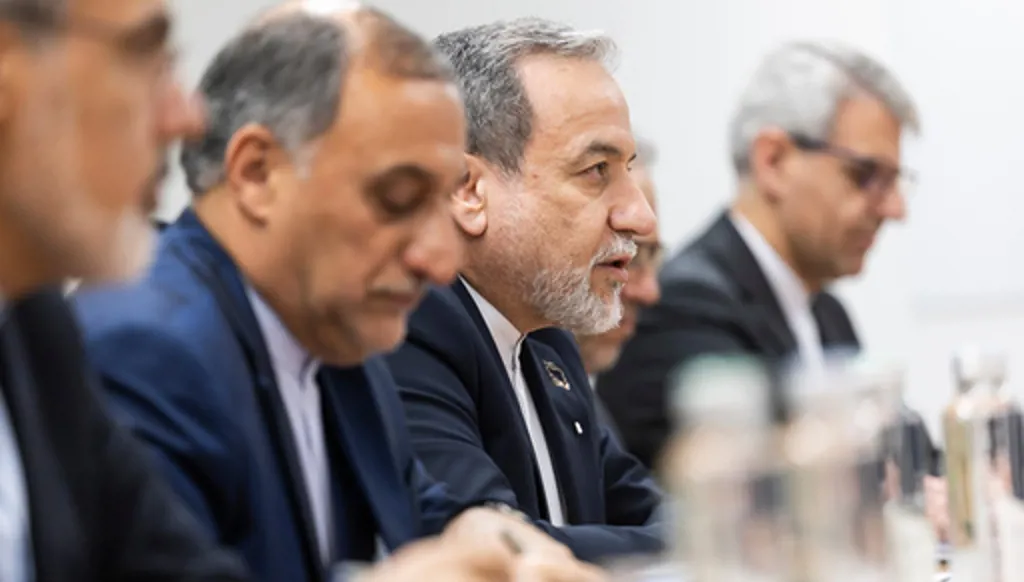 FILE - Iranian Foreign Minister Abbas Araghchi, speaks during a bilateral meeting between Switzerland and Iran, in Geneva, Switzerland, Feb. 17, 2026 (Cyril Zingaro/Keystone via AP, File)