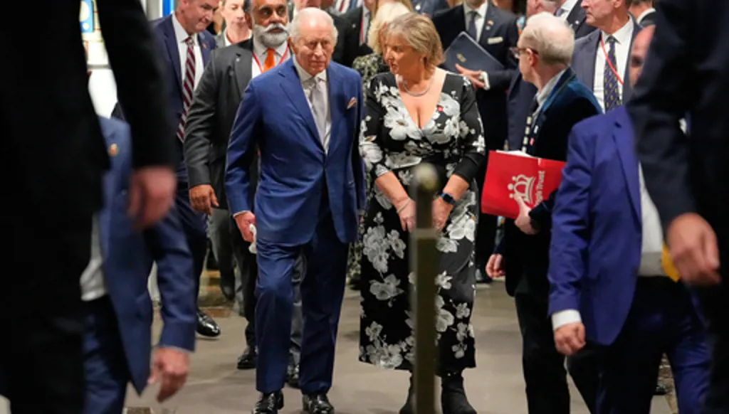 Britain's King Charles III, left, attends a cultural reception Wednesday, April 29, 2026, in New York. (AP Photo/Yuki Iwamura, Pool)