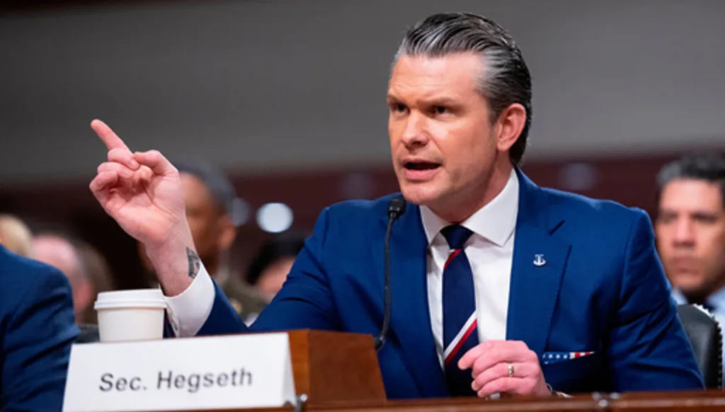 Secretary of Defense Pete Hegseth testifies before the Senate Armed Services Committee, on Capitol Hill, in Washington, Thursday, April 30, 2026. (AP Photo/Cliff Owen)