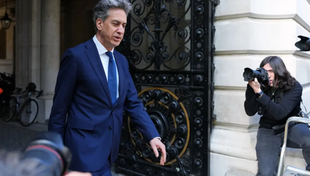 Secretary of State for Energy Security and Net Zero Ed Miliband arrives for a cabinet meeting in Downing Street, London, Tuesday, May 12, 2026 as Britain's Prime Minister Keir Starmer is facing the biggest threat yet to his authority after a growing number of disaffected lawmakers called for him to step down.(AP Photo/Kirsty Wigglesworth)
