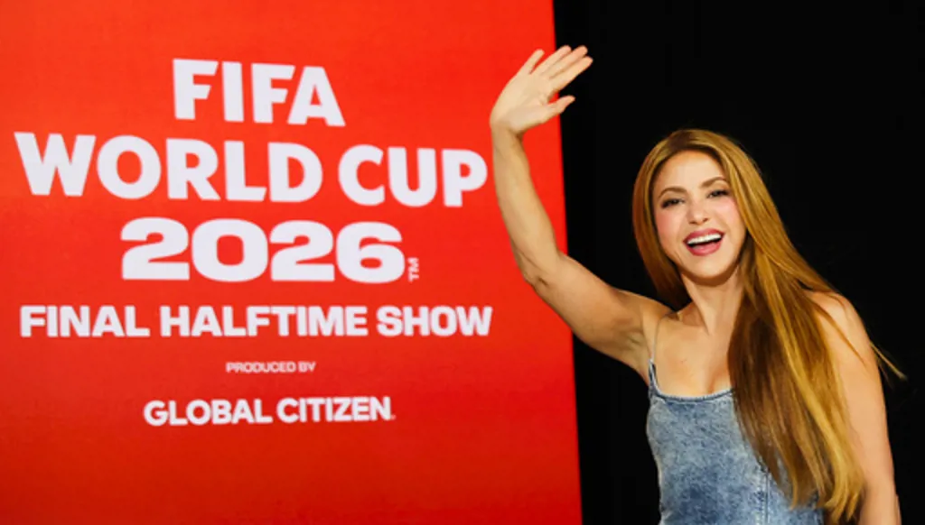 Shakira enters for a panel on the 2026 FIFA World Cup soccer tournament halftime show at the Global Citizen NOW summit, Thursday, May 14, 2026, in New York. (AP Photo/Heather Khalifa)
