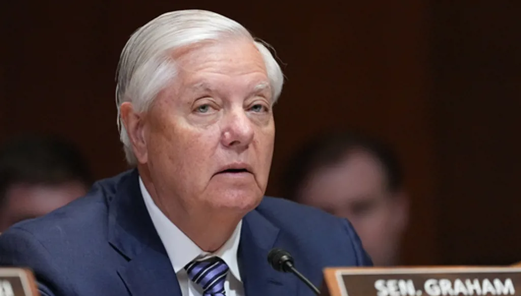 FILE - Sen. Lindsey Graham, R-S.C., questions Defense Secretary Pete Hegseth during a hearing, May 12, 2026, in Washington. (AP Photo/Alex Brandon, File)