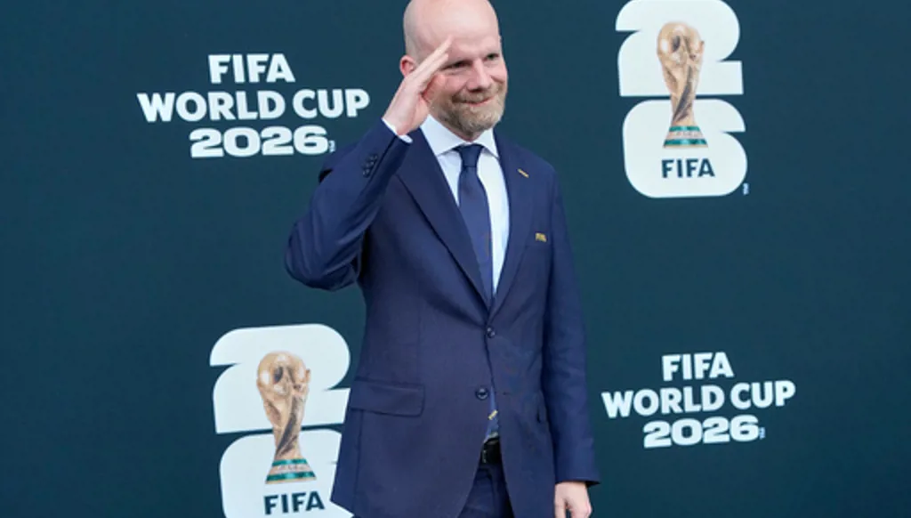 Mattias Grafstrom, the Secretary General of FIFA poses before the World Cup Group A soccer match between Mexico and South Africa in Mexico City, Thursday, June 11, 2026. ((AP Photo/Silvia Izquierdo)