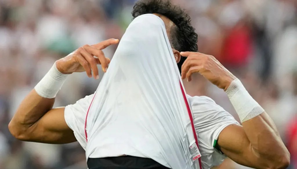 Iran's Ramin Rezaeian (23) celebrates after scoring a goal during the World Cup Group G soccer match between Iran and New Zealand in Inglewood, Calif., near Los Angeles, Monday, June 15, 2026. (AP Photo/Andre Penner)