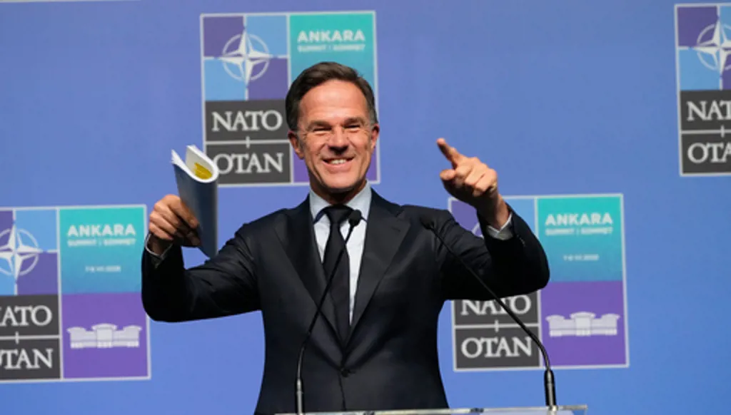 NATO Secretary General Mark Rutte speaks during a media conference at the International Media Center ahead of the NATO Summit in Ankara, Turkey, Monday, July 6, 2026. (AP Photo/Hussein Malla)