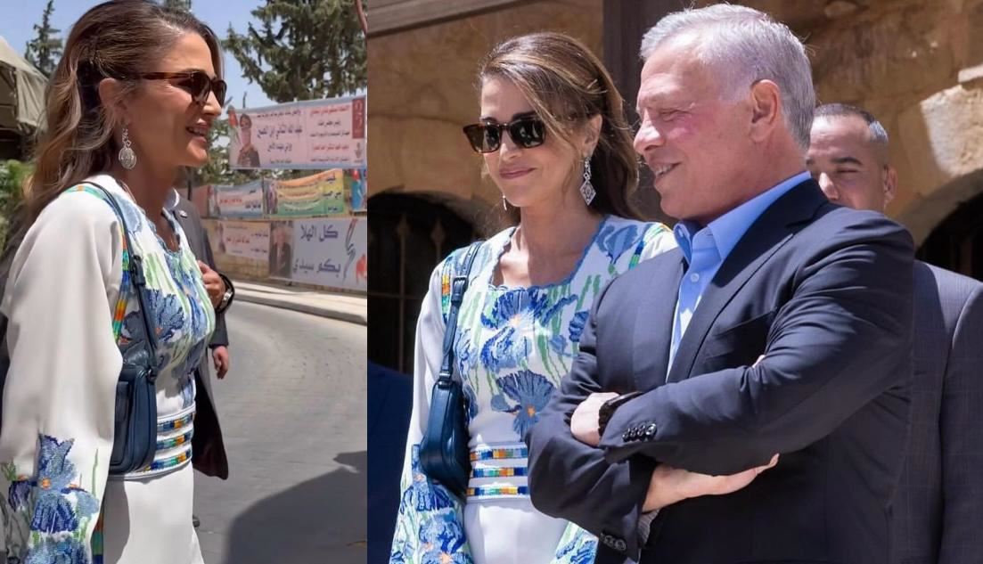 الملكة رانيا تزور "مادبا" بفستان أنيق رغم بساطته (صور وفيديو)