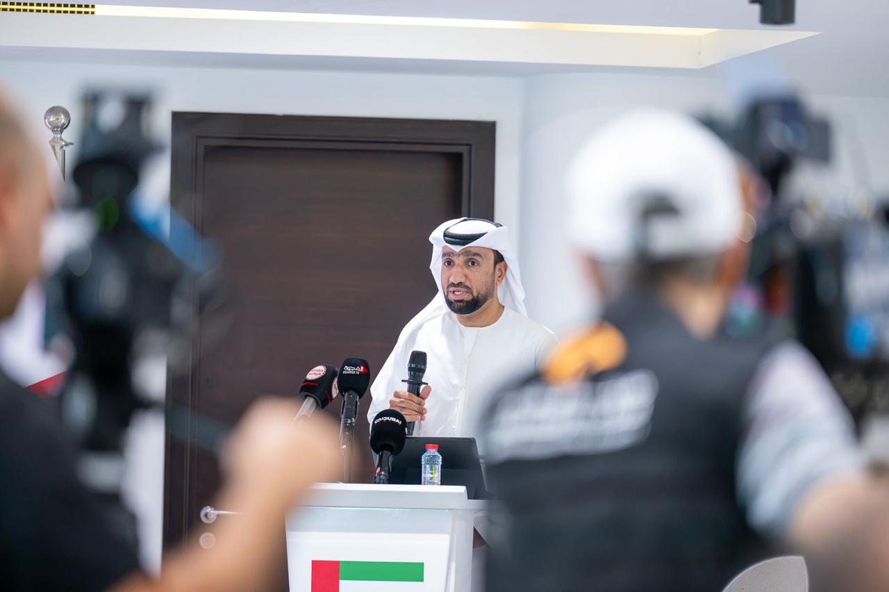 خلال اجتماع اللجنة الأولمبية الإماراتية للإعلان عن تفاصيل مشاركة الإمارات في الألعاب الآسيوية.