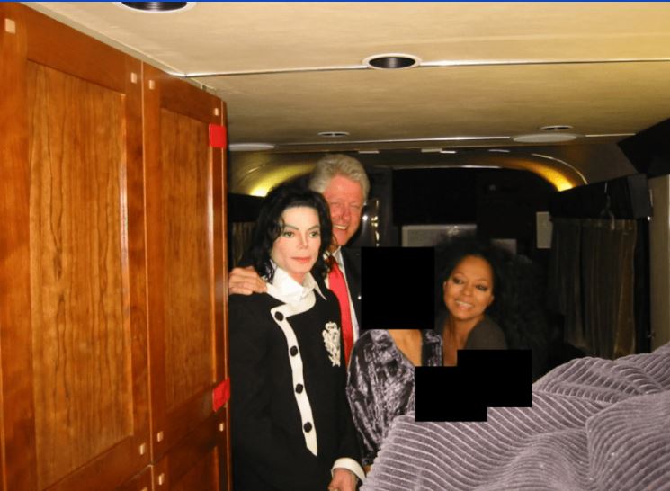 مايكل جاكسون وبيل كلينتون، (وزارة العدل الاميركية).