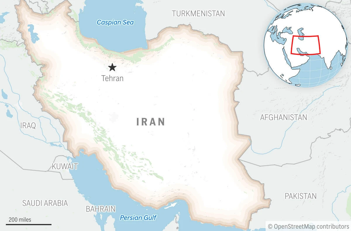  This is a locator map for Iran with its capital, Tehran. (AP Photo)