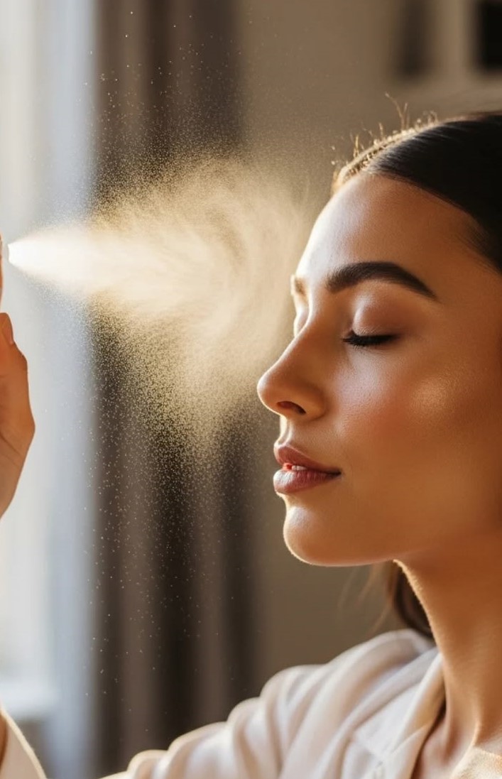 تثبيت المكياج بالرذاذ المخصّص لذلك (Pinterest)