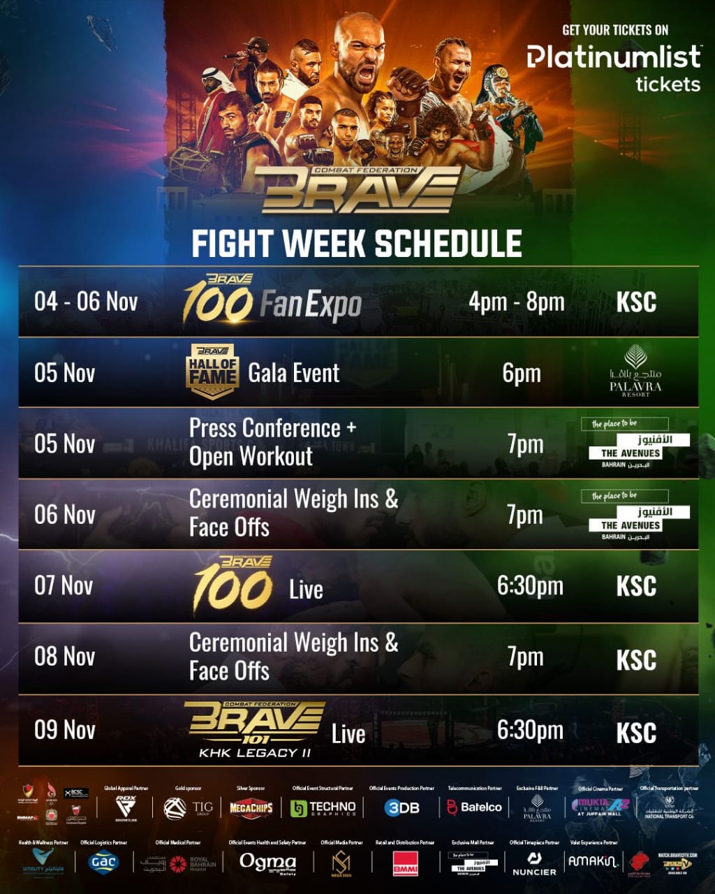 برنامج بطولة BRAVE 100. (وكالات)