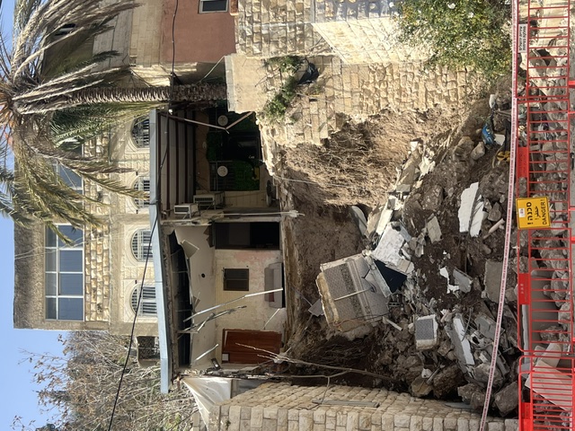 The collapsed part of the Abu Sbeih family’s house. (AFP)