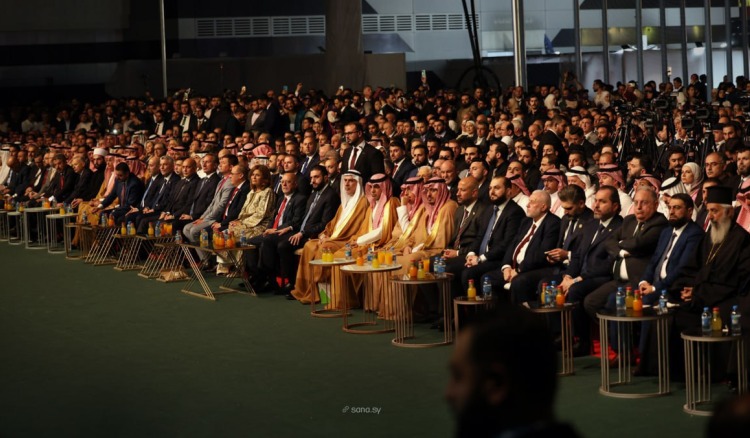 من حفل افتتاح مدينة المعارض (أرشيفية، سانا).