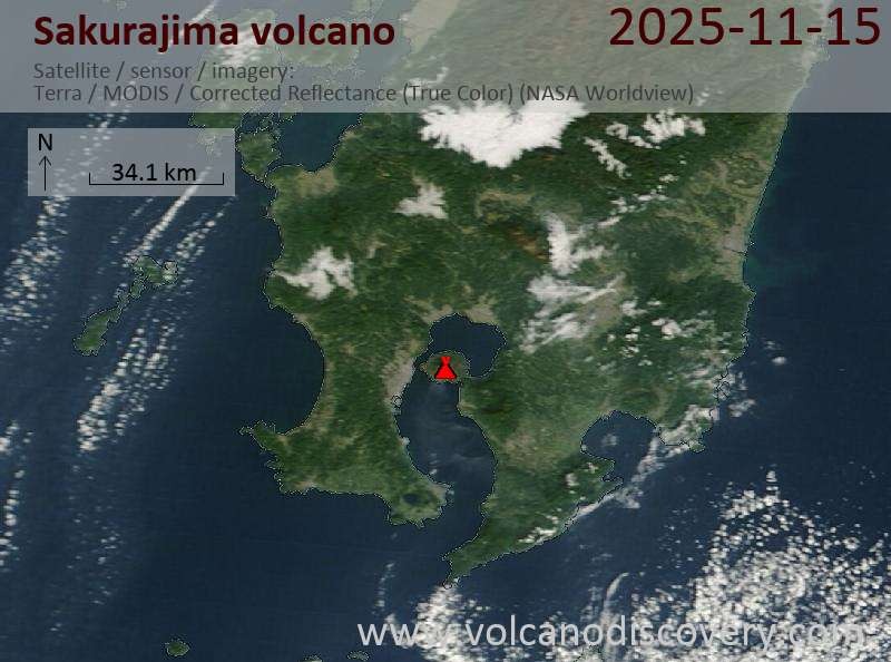 إحداثيات للبركان (مواقع يابانية).