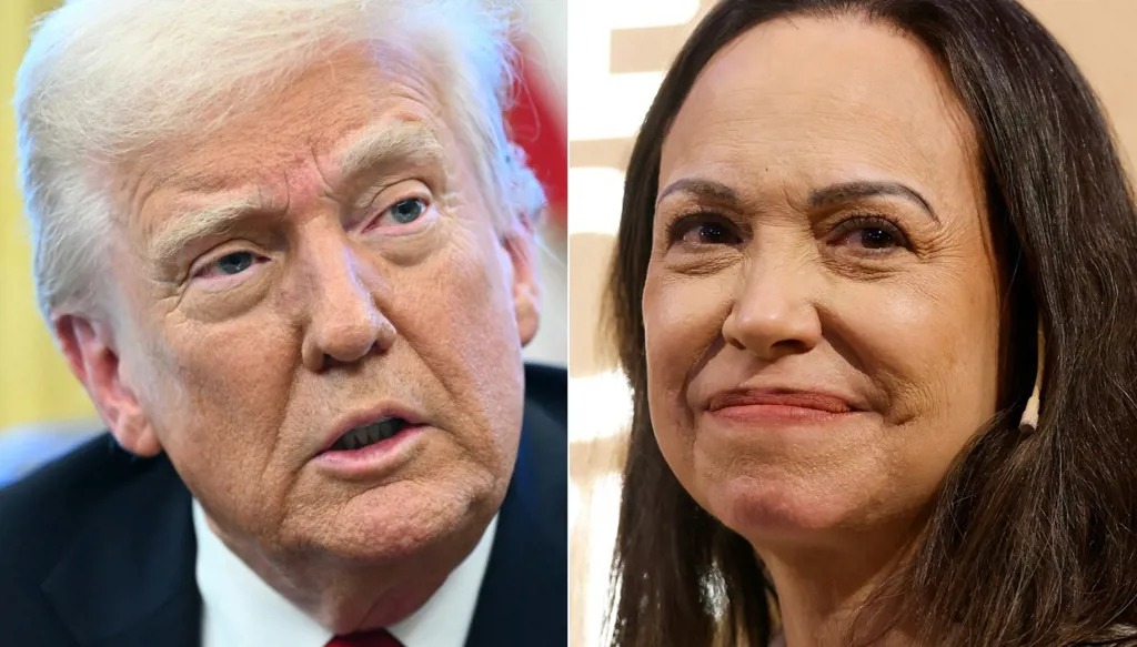 ماريا ماتشادو ودونالد ترامب. (أ ف ب)