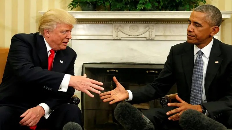 صورة أرشيفية لـ أوباما وترامب (رويترز).