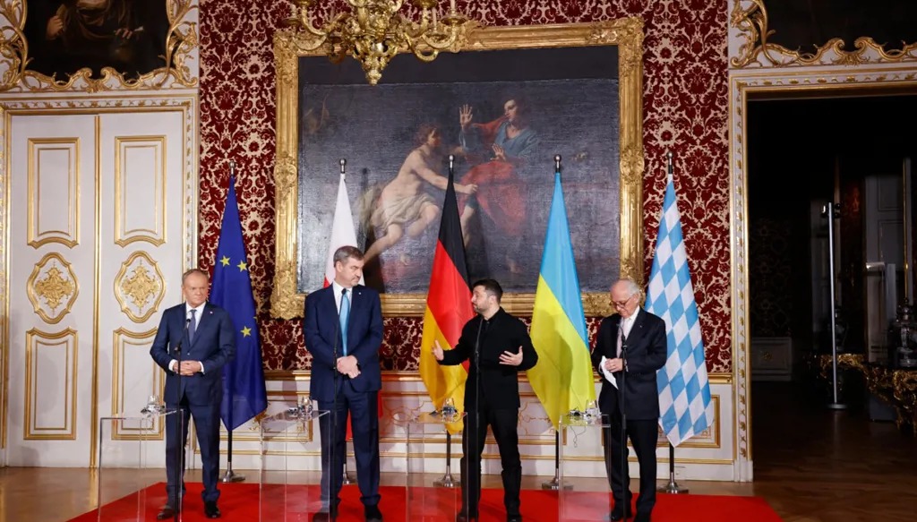 زيلينسكي في مؤتمر ميونيخ (أ ف ب).