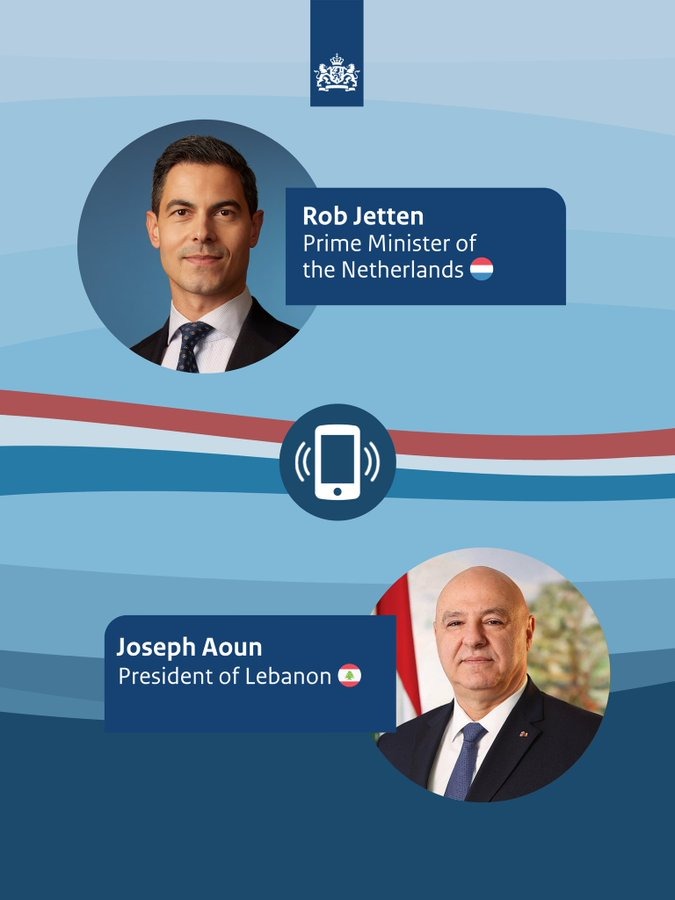 اتصال بين عون ورئيس وزراء هولندا (إكس).