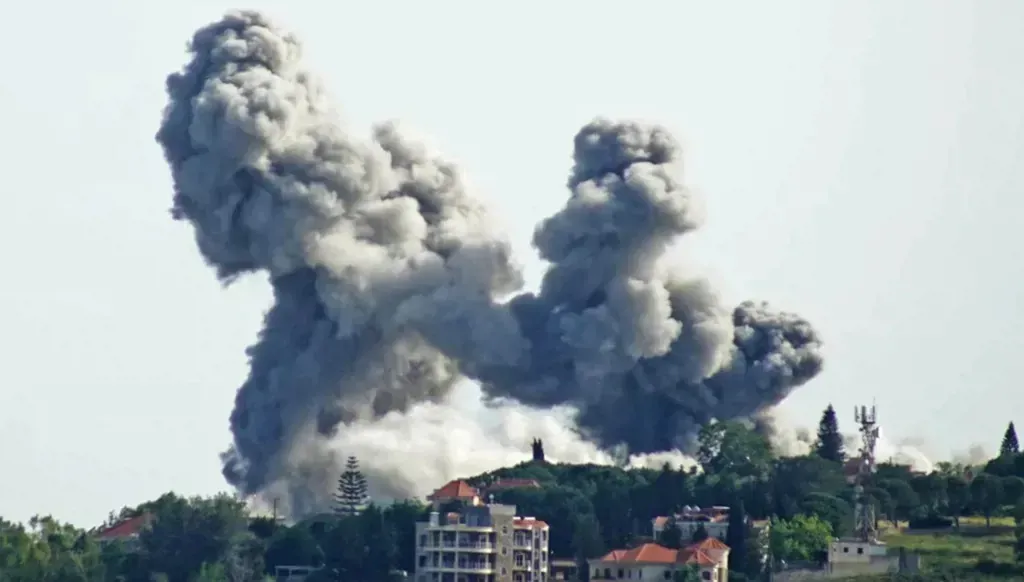 An Israeli airstrike on the city of Tyre in southern Lebanon (AFP).
