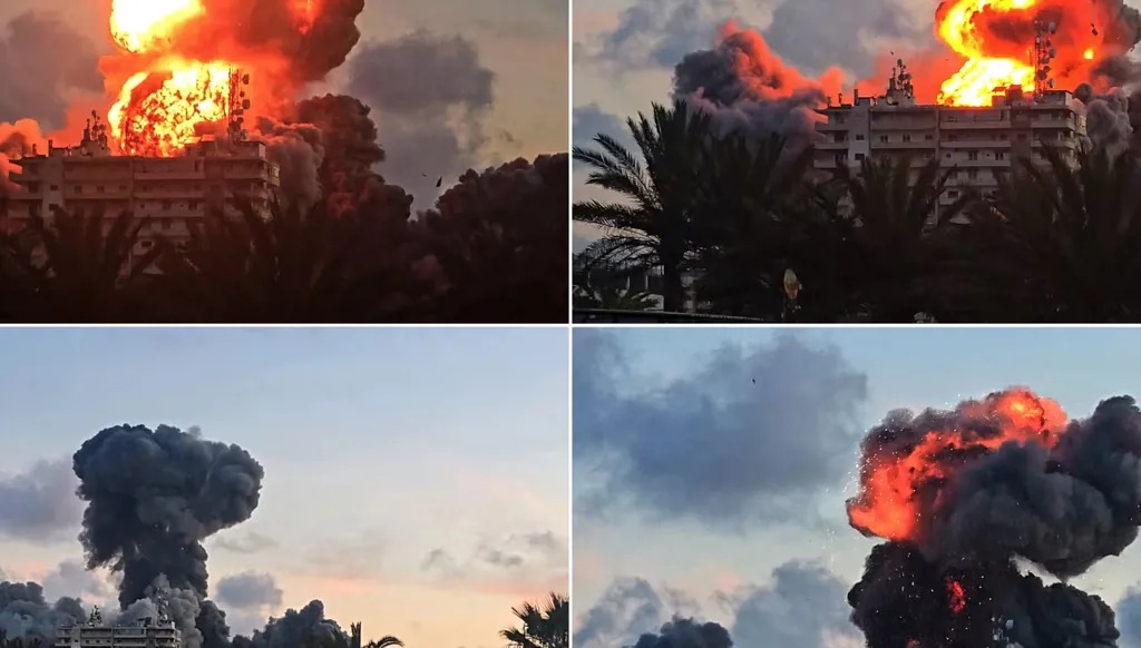 صور صادمة لغارات اسرائيلية عنيفة على صور.