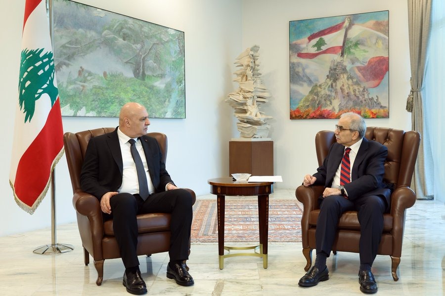 لقاء جمع عون وسلام في قصر بعبدا (الرئاسة اللبنانية).
