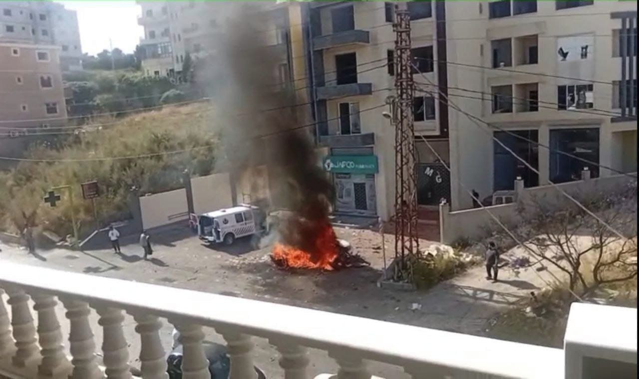 الغارة الإسرائيلية على بلدة عين بعال صباح اليوم.