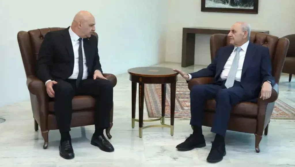 President Joseph Aoun with Parliament Speaker Nabih Berri. (Archive)