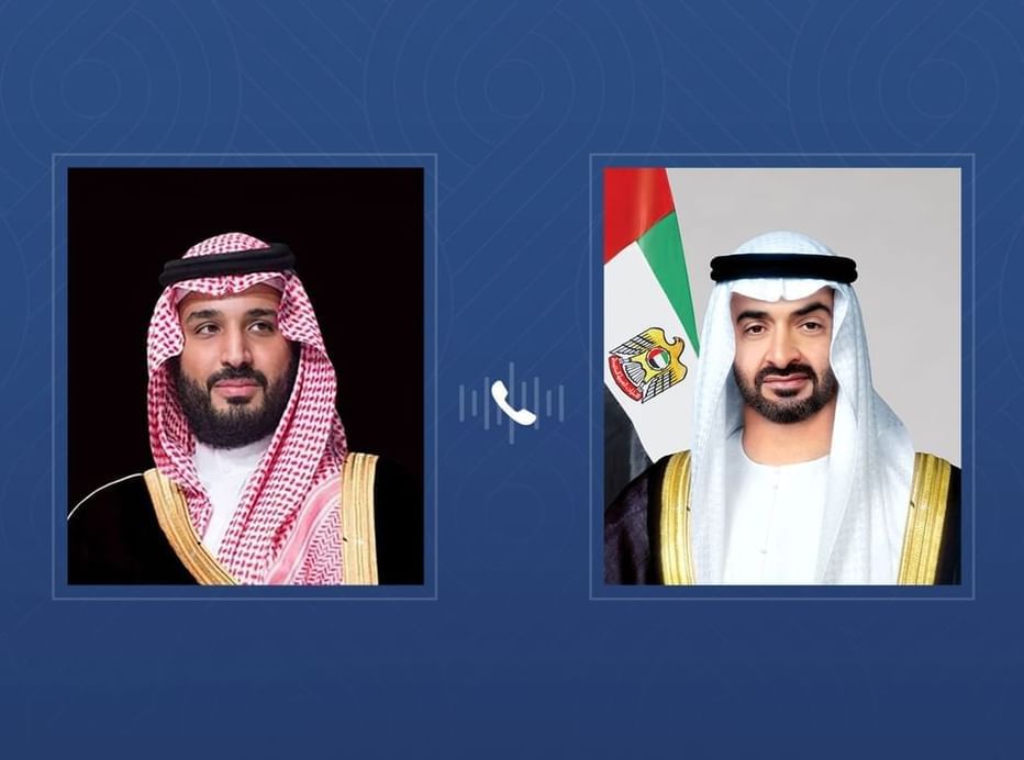 الرئيس الإماراتي وولي العهد السعودي. (وام)