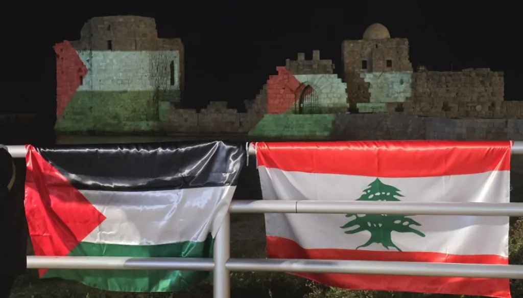 لبنان- إضاءة قلعة صيدا بألوان العلم الفلسطيني (صور وفيديو)