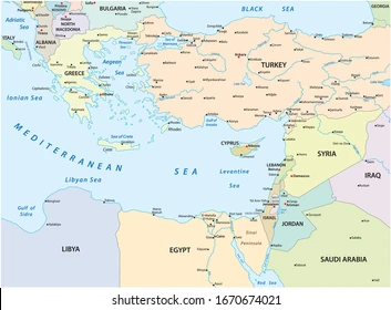 خريطة الشرق الأوسط.