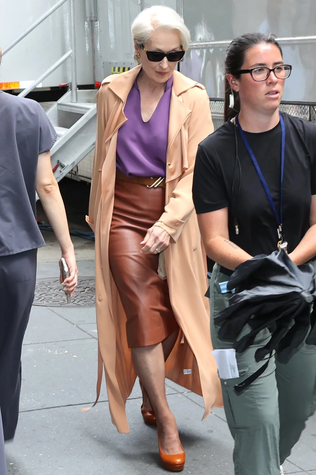 ميريل ستريب أثناء تصوير فيلم The Devil Wears Prada 2 في مدينة نيويورك في 23 تموز/يوليو 2025. (Jose Perez/Bauer-Griffin/GC Images)