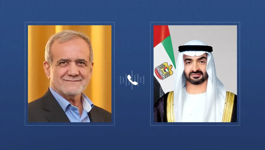 بن زايد يتلقى اتصالاً هاتفياً من الرئيس الإيراني لتهنئته بعيد الفطر