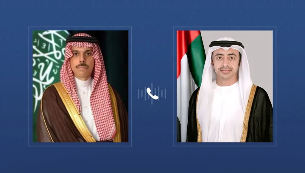 وزيرا خارجية الإمارات والسعودية يبحثان هاتفياً تطورات الأوضاع في المنطقة