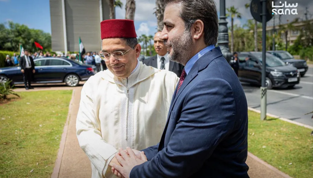 الشيباني ووزير الشؤون الخارجية المغربي ناصر بوريطة (سانا). 