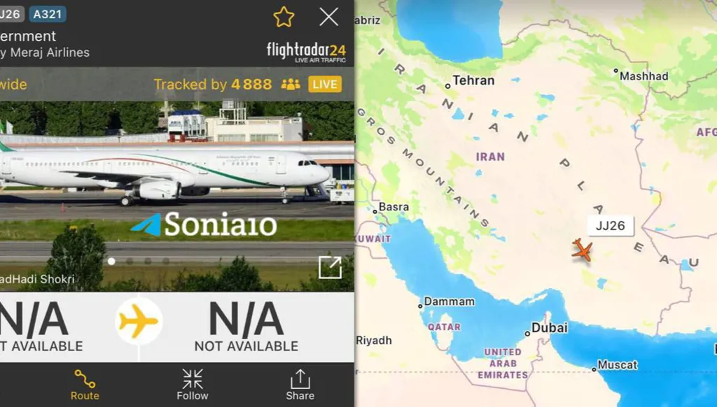 ‏موقع فلايت رادار يرصد مغادرة طائرتين من إيران الى مسقط