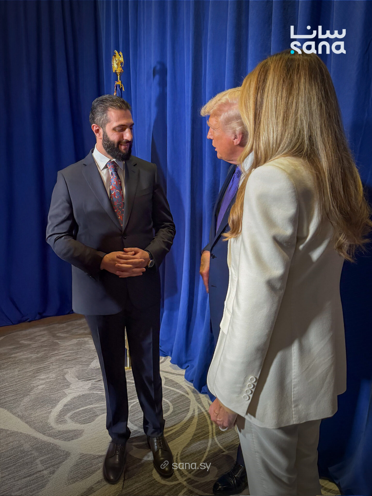 الرئيس الأميركي دونالد ترامب والرئيس السوري أحمد الشرع في نيويورك (سانا)