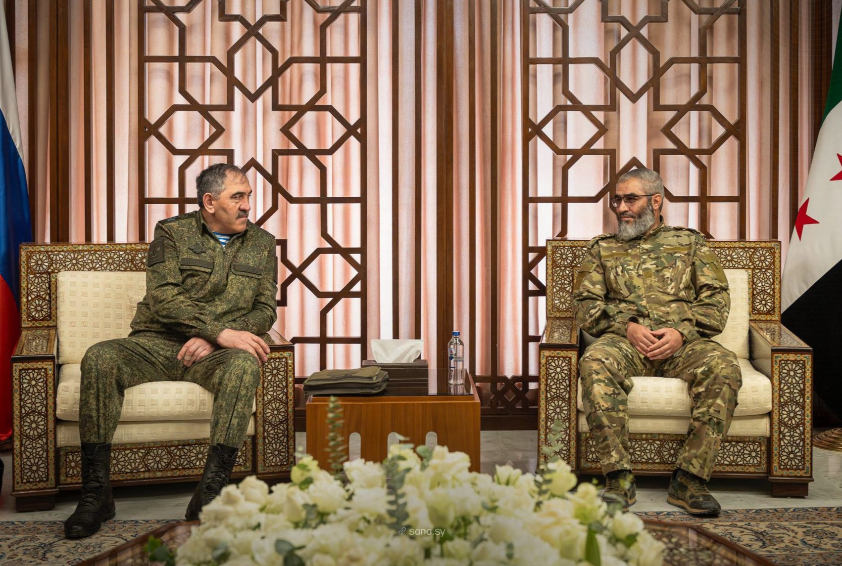 جانب من الاجتماعات العسكرية والأمنية الروسية - السورية في دمشق. (سانا)