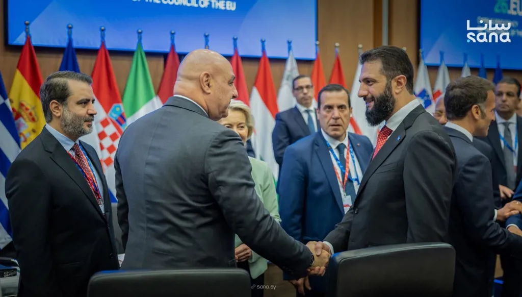 الرئيس أحمد الشرع ونظيره اللبناني (سانا). 