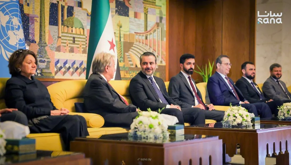  الأمين العام للأمم المتحدة أنطونيو غوتيريش في دمشق. (سانا)