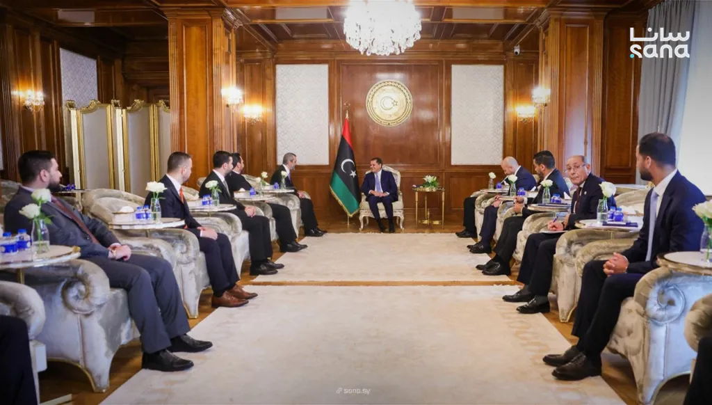 اجتماع بين الوفد السوري ومسؤولين ليبيين في طرابلس العاصمة (سانا).