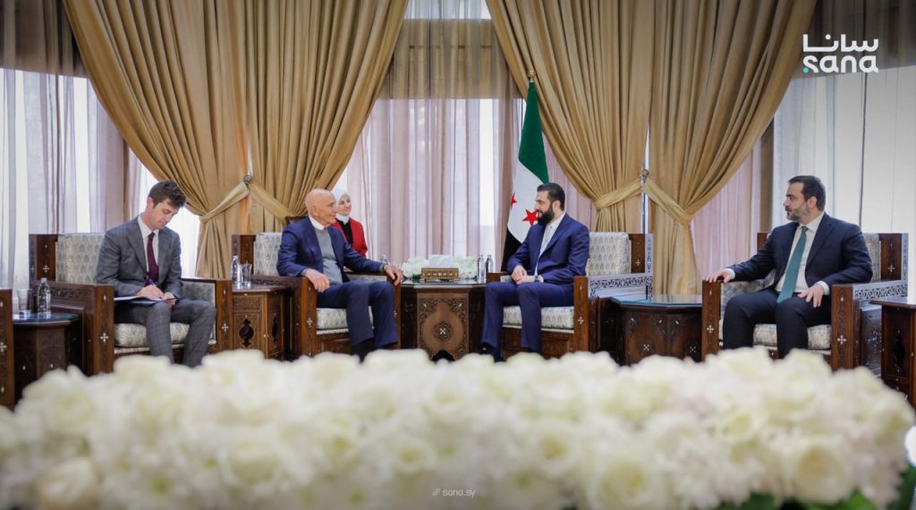 جانب من لقاء براك والشرع (سانا)