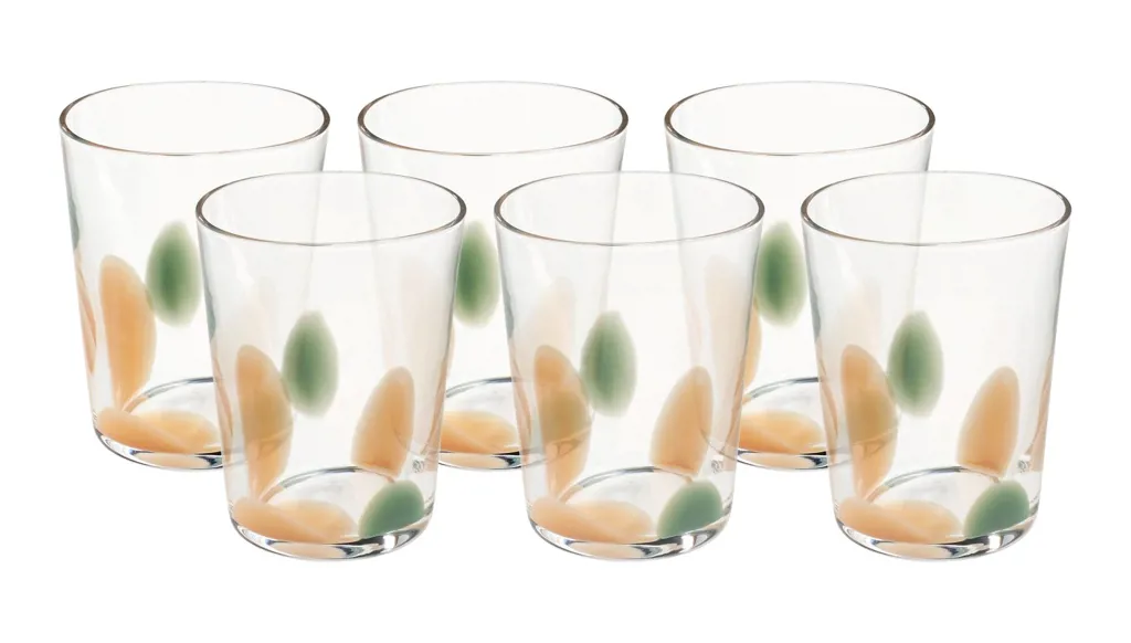 طقم من 6 كؤوس ماء بسعة 300 مل، السعر 125 دولاراً أميركياً.