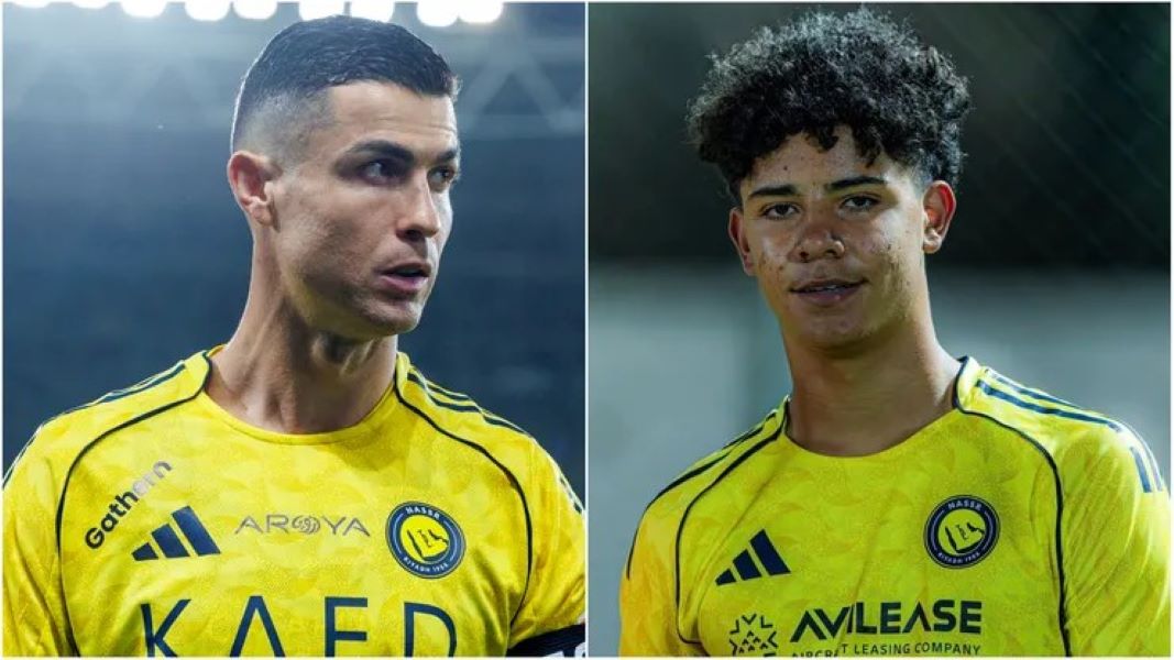 كريستيانو رونالدو مع نجله. (وكالات)