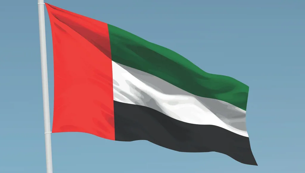 علم دولة الإمارات.