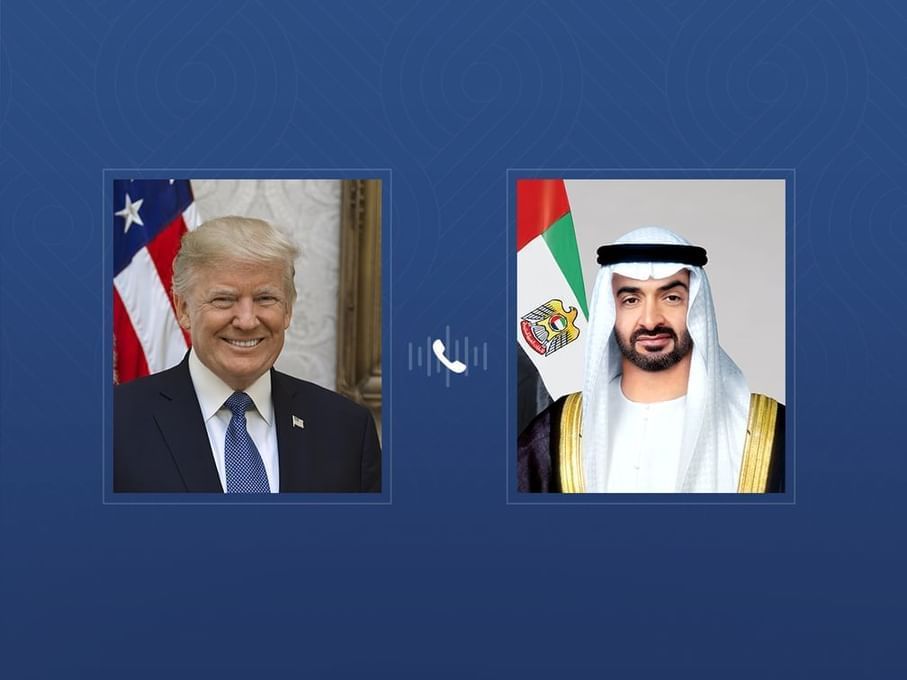 رئيس الإمارات محمد بن زايد والرئيس الأميركي دونالد ترامب. (وام)
