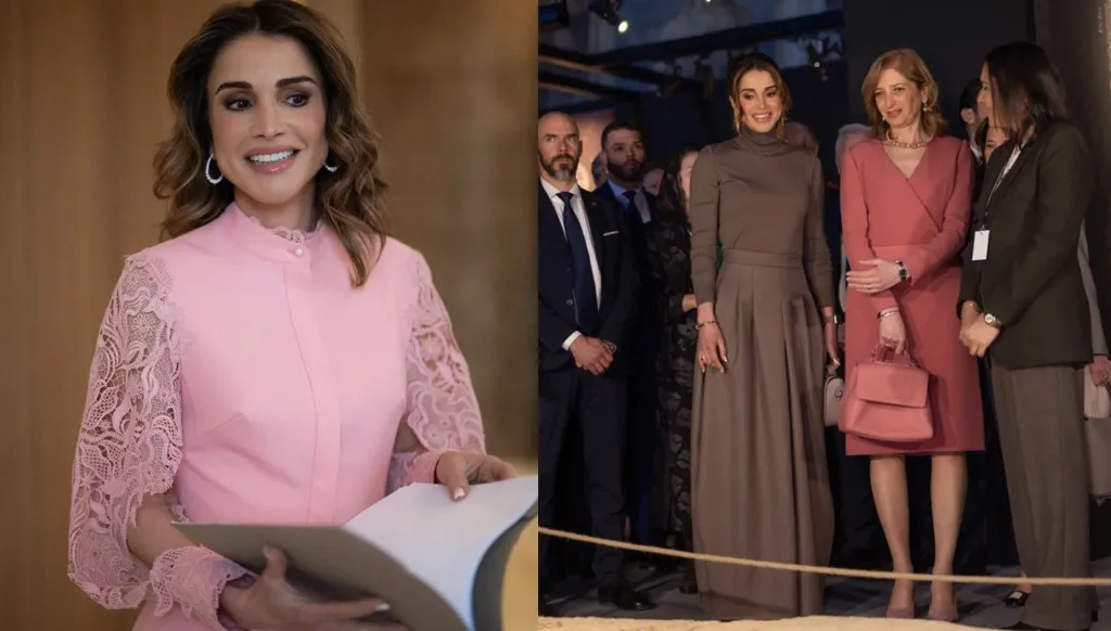 الملكة رانيا ترتدي الوردي في الفاتيكان